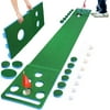 Golf Putting Mat, Extendable Practice Golf Pong-Game Set with 4 connectable Putting Pads,Includes 8pcs Golf Balls and Portable Bag for Indoor Outdoor Party Game Use