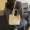 thumbnail image 4 of JUYGO Solid Color Texture Large Capacity Handbag Spring New Versatile Instagram One Shoulder Crossbody Bag Casual Tote Bag, 4 of 9