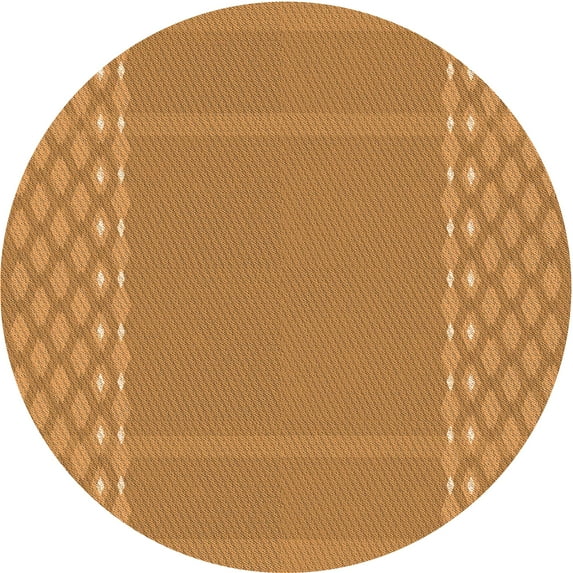 Ahgly Company Indoor Round Patterned Dark Orange Area Rugs, 8' Round