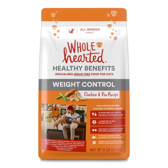 WholeHearted Grain-Free Weight Control Chicken and Pea Recipe Dry Cat Food 5 lbs.