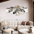 thumbnail image 2 of Elephant Stock Necklace Of Feathers Iii Wall Art - Horizontal Multi Panel Canvas - Living Room Wall Decor - Our America Multi Panel - Brown And Gray Decor By Eva Watts - 92" x 42", 2 of 5