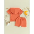 thumbnail image 4 of Gupgi 2Pcs Unisex Baby Summer Clothes 0-3 Years Boys Girls Solid Short Sleeve Slit Hooded T-Shirts+Drawstring Shorts, 4 of 9