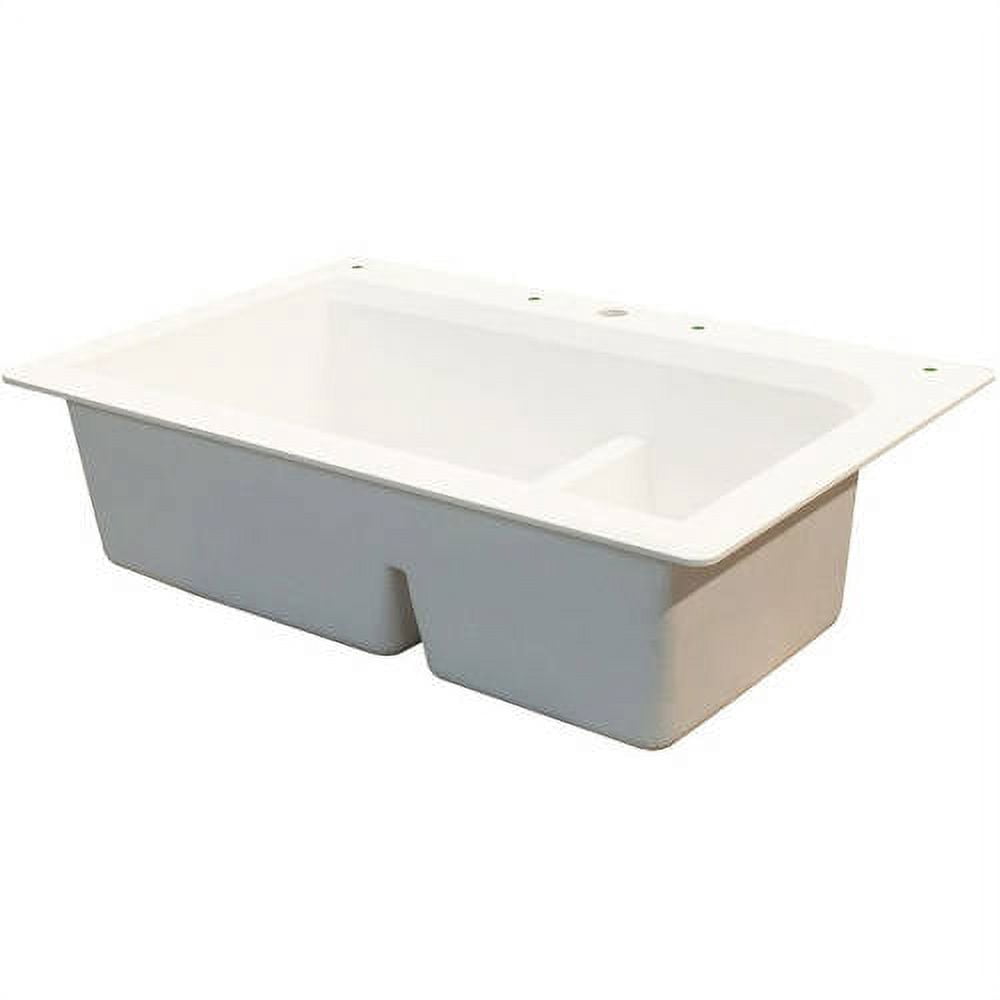 Transolid Radius 33in x 22in silQ Granite Drop-in Double Bowl Kitchen Sink with 4 CABF Faucet Holes, In White