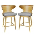 thumbnail image 3 of Glavbiku Mid Century Wood Barstools Set of 2 W/Fabric Upholstered,and Curved Backrest,Gray, 3 of 10