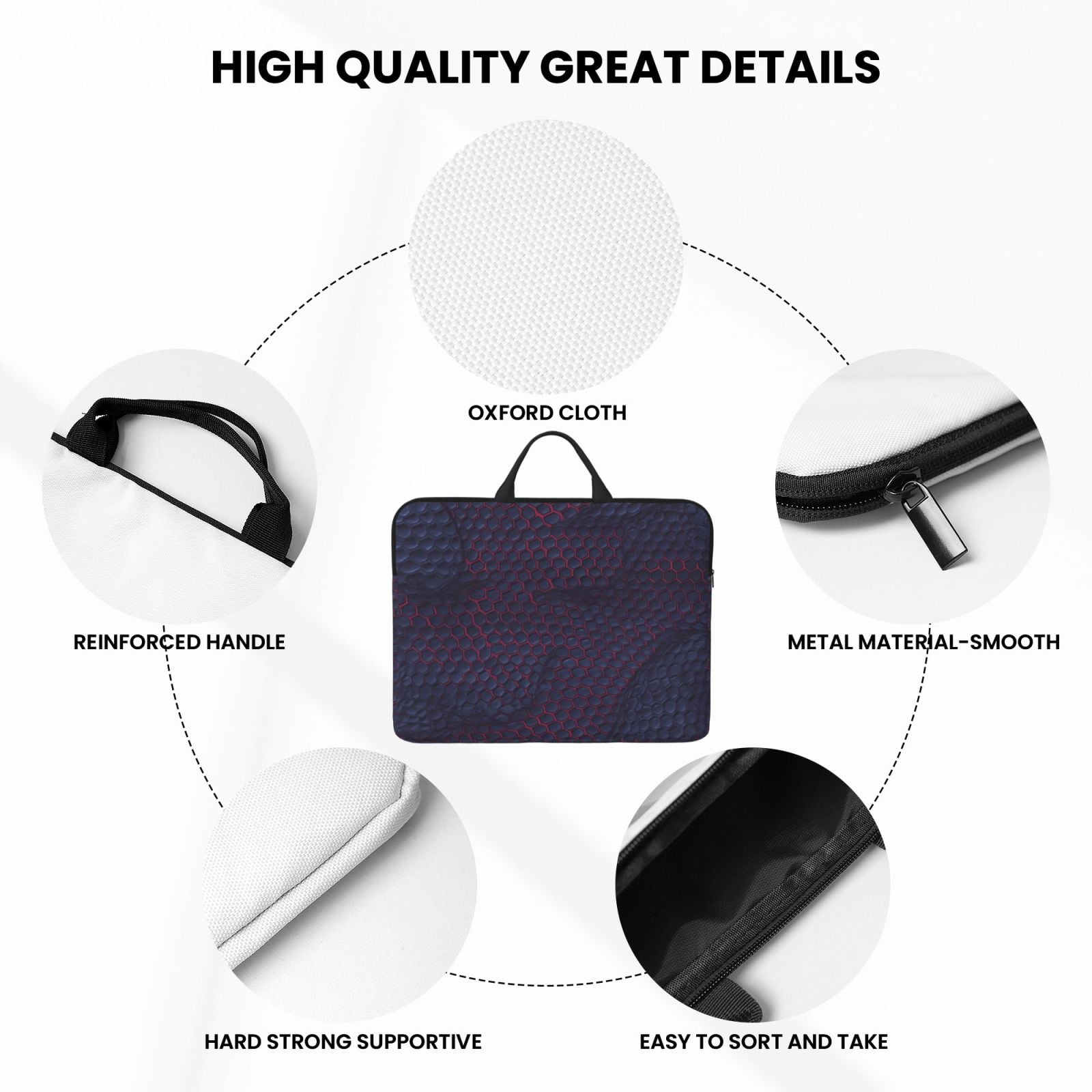 Laptop Sleeve Bag For Women Men 14inch Waterproof Durable Protective Computer Carrying Cover Handle Laptop Case Bag Snake Skin Print Style Palevioletred_4