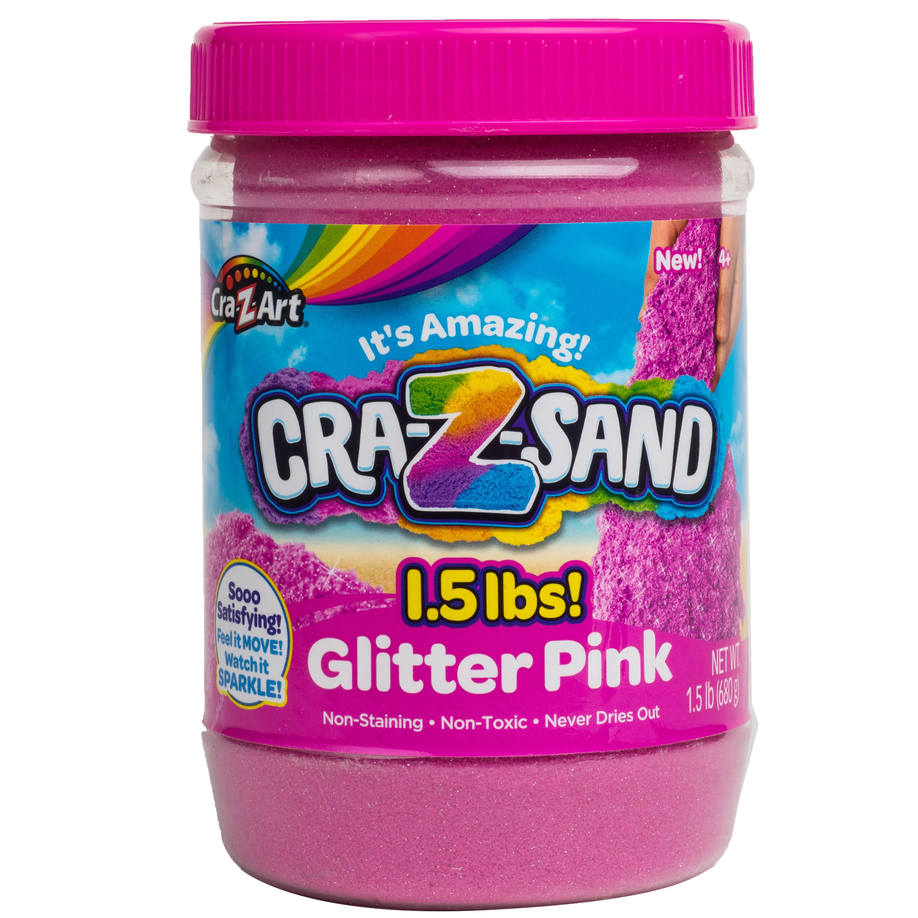 Cra-Z-Art Cra-Z-Sand Glitter Pink Sand 1.5lbs Jar, Unisex Child Ages 4 and up