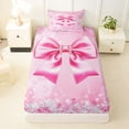 thumbnail image 3 of Erosebridal Pink Princess Bowknot Twin Sheet Sets For Girls,3D Glitter Print Diamond Kids Bedding 3 Pieces, 3 of 6