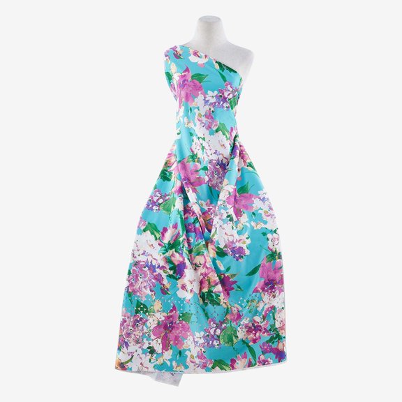 Zelouf Zs1610M-1 Print Scuba W/laser Cut , Sewing, DIY, Crafts Fabric by the Yard, 437L Turq/fuschia, 3 Yard