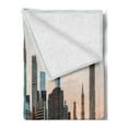 thumbnail image 2 of NYC Soft Flannel Fleece Throw Blanket, Manhattan New York City Skyline and Shore with Vibrant Colored Sunset Panorama, Cozy Plush for Indoor and Outdoor Use, 50" x 70", Multicolor, by Ambesonne, 2 of 5