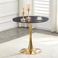 thumbnail image 2 of Miekor Round Dining Table, 31.5" Circle Tulip Table with Thickened Tabletop & Metal Pedestal, Mid Century Modern Bistro Table for Kitchen, Small Places, Living Room, Cafe (Faux Marble) No.2133, 2 of 8