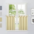 thumbnail image 1 of EastVita Kitchen Curtain Cafe Curtain 27“X36 Linen Striped Tier Curtains With Solid Button Rod Pocket Tailored For Living Room Bathroom Kitchen 2 Panels, 1 of 8