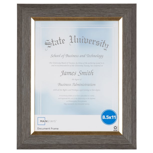 Mainstays 8.5x11 Document Frame, Grey & Gold