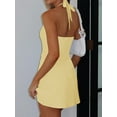 thumbnail image 6 of Women'S Halter Backless Ruched Bodycon Mini Dress Short Homecoming Club Party Night Out Dresses Yellow M, 6 of 7