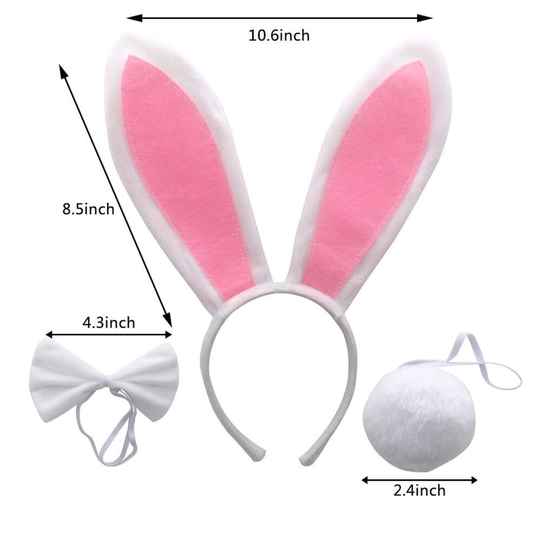 Easter Bunny Rabbit Costume Set, Ears Headband Bow Ties Tail  display picture 1