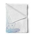 thumbnail image 2 of Dragonfly Soft Flannel Fleece Throw Blanket, Sacred Geometry Shapes Centered Insect on Plain Backdrop Tattoo, Cozy Plush for Indoor and Outdoor Use, 50" x 60", Lavender Blue and White, by Ambesonne, 2 of 5