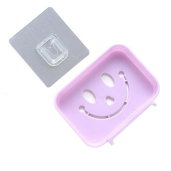 Salle de savon Porte - savon en plastique Porte-vaisselle Porte Adhesive salle de bain mural Savon Organisateur Violet