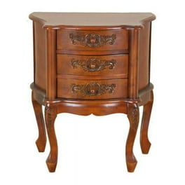International Caravan Carved Wood Three Drawer Scalloped Night Stand International Caravan Carved Wood Three Drawer Scalloped Night Stand