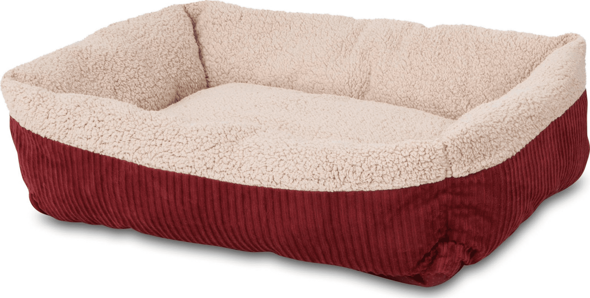 Aspen Pet Cream/Red Sheepskin Self Warming Pet Bed 8.5 in. H X 24 in. W X 30 in. L