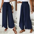 thumbnail image 4 of RFQWOVSR Women's High Waist Wide Leg Linen Pants with Side Split Flowy Boho Summer Casual Trousers S, 4 of 4