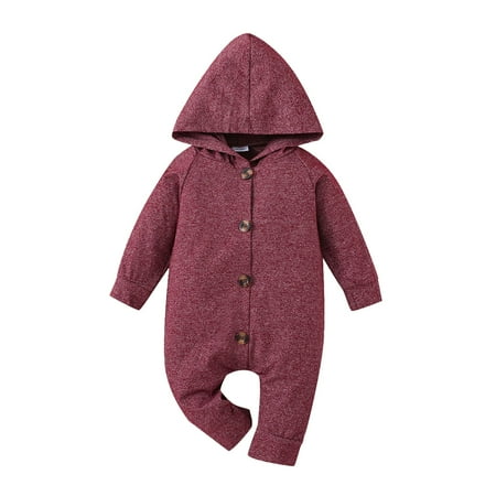 

GDEGE Children Casual Fashion Romper Jumpsuit Toddler Baby Long Sleeve Hoodie Button Romper Jumpsuit with Pocket Baby Soft Warm Comfortable Romper Jumpsuit