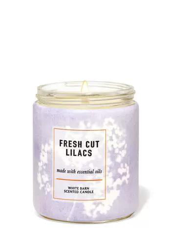 QTY 4 x Bath & Body Works White Barn Fresh Cut Lilacs 3 Wick 14.5 Oz Candle 