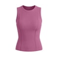 thumbnail image 4 of FengLS Women's Sleeveless Tank Ribbed Fitted Fitness Sports Short Tops Crew Neck Sleeveless Tank Tops Comfortable Outdoor Vest, 4 of 7