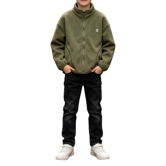Boys Girls Sherpa Fleece Jacket Full-Zip Fuzzy Fleece Sweatshirt Kid Toddler Windproof Coat Soft Winter Jacket Thick Raincoat