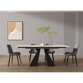 thumbnail image 2 of Modern Extendable Dining Table, Maximum Expanded 79", Antique White Sintered Stone Tabletop Dining Table with Black Carbon Steel Base, Rectangular Dining Room Table for 6-8, 2 of 9