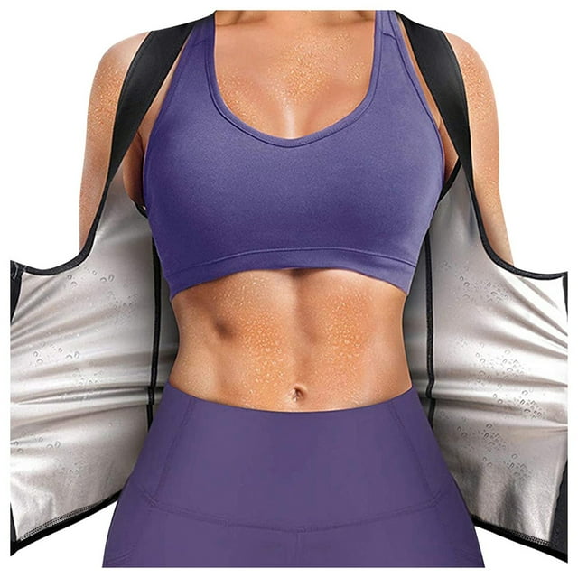 AWZXDE Women Fitness Set Plus Size Sweat Suit Hooded Set For Workout Sauna Support Abdominal Comfort Silver