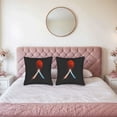 thumbnail image 2 of Set of 2 Throw Pillow Covers 18x18in - Dark Background with Red Moon & Illuminated Triangular Design - Perfect for Couch Bed Car, 2 of 8