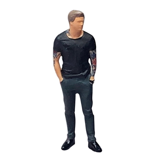 MERIGLARE 1/64 People Figure Hand Painted for Photography Props Miniature Scene Layout black