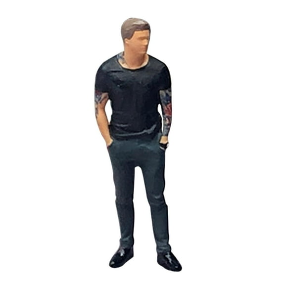 MERIGLARE Figurine 1/64 Personnes Peinte à la Main pour Accessoires de Photographie Mise en Scène Miniature Noir