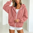 thumbnail image 4 of Ghalytn Women's Sherpa Fleece Zip Up Hoodie Jacket, Oversized Long Sleeve Hooded Coat with Pockets, 4 of 7