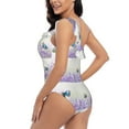 thumbnail image 4 of Easygdp Lavender and Butterfly Women's One Shoulder Ruffle Monokini Bathing Suits with Removable Chest Pad, Quick Drying - Medium, 4 of 8