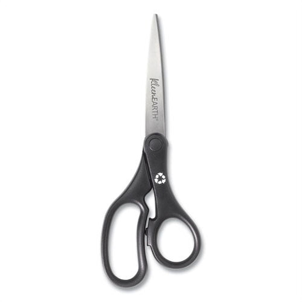 Kleenearth Basic Plastic Handle Scissors, 8" Long, 3.25" Cut Length, Black Straight Handle | Bundle of 10 Each
