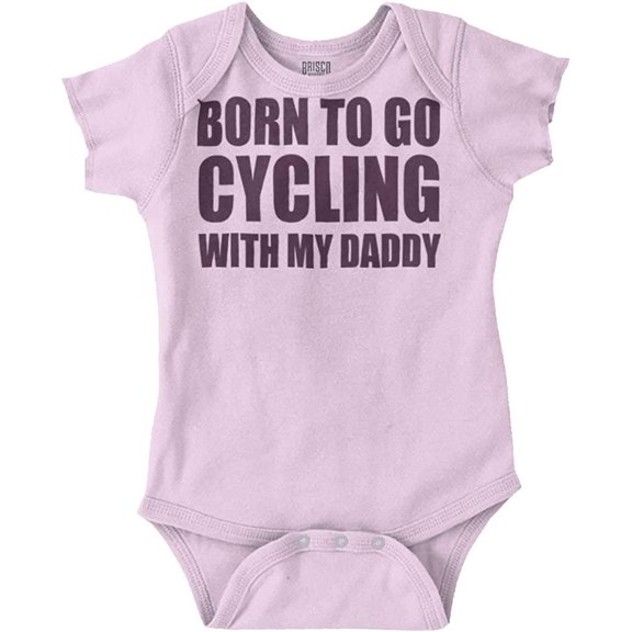 Born To Go Cycling With My Daddy Baby Romper Boys or Girls 12 Months Pink