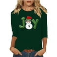 thumbnail image 2 of Gamivast Holiday Tops for Women Dressy Three Quarter Sleeve Santa T-Shirt Cute Graphic Holiday Crewneck Casual Tunics Tops Winter Trendy Xmas Tees Family Matching Tops Blouse, 2 of 5