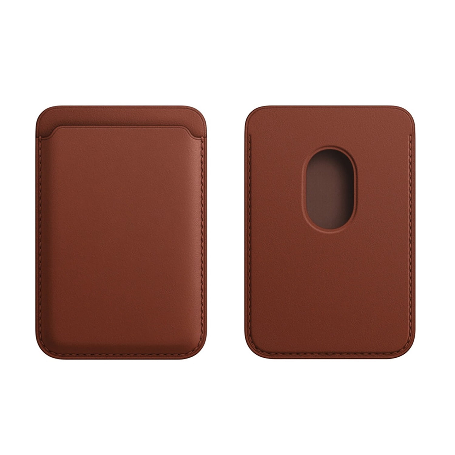 Magnetic Leather Card Storage Wallet - Brown