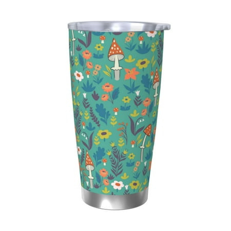 

Logiee Mushrooms and Flowers Print 20OZ Car Cup with Lid Stainless Steel Vacuum Insulated Double Wall Travel Tumbler Durable Insulated Coffee Mug Thermal Cup with Straw-Without Straw