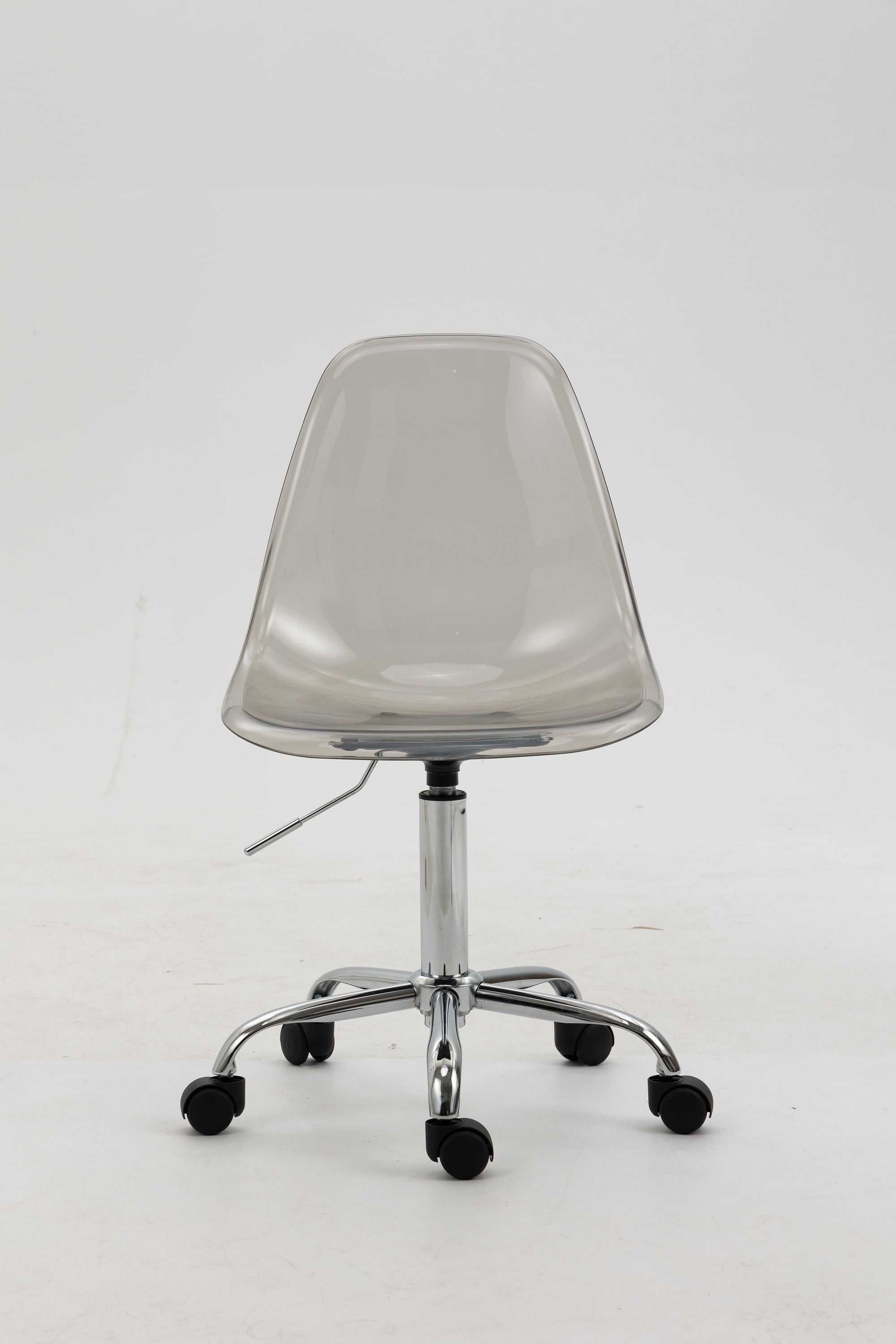 Luccalily Clear Acrylic Rolling Chair,Modern Small Cute Armless Vanity Rolling Plastic Chair Home Office Lucite Ghost Chairs with Adjustable Height and Wheels