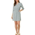 thumbnail image 3 of Allegra K Women's V Neck Floral 3/4 Sleeves Side Pockets Button Dress, 3 of 7
