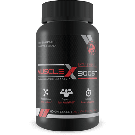 Muscle X Boost - Premium L-Arginine Formula - Extra Strength Muscle Growth Support - Nitric Oxide Booster-Build Lean Muscle - Stimulates Protein Synthesis - Boost (Best Workout Routine To Build Lean Muscle)