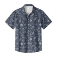 thumbnail image 5 of QHRMKOG Mens Beach Shirts Loose Fit Tropical Print Short Sleeve Hawaiian Shirt Breathable Holiday Button Down Beach Shirts Summer Trendy Shirts Blue M, 5 of 6