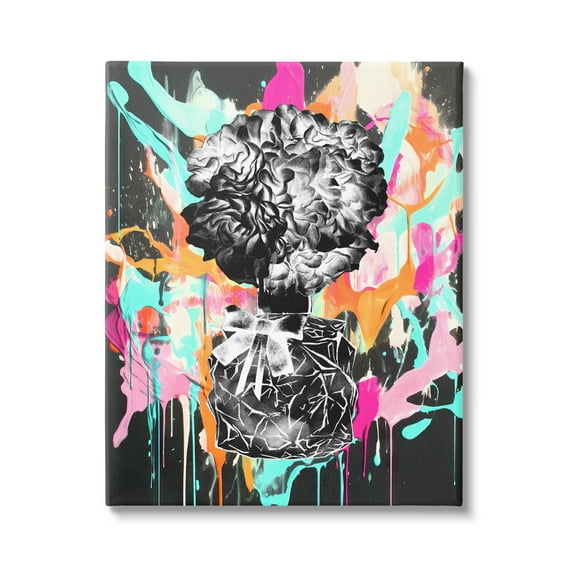 Stupell Industries Urban Flowers Graffiti Abstract Painting Gallery Wrapped Canvas Print Wall Art, 36 x 48