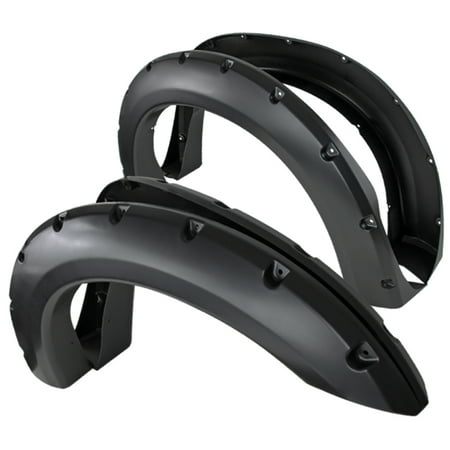 Fender Nissan Pickup - Spec-D Tuning 1999-2007 Ford F250 F350 Super Duty Pickup 4Pc Black Fender Flare Wheel Cover 99 00 01 02 03 04 05 06 07 (Left + Right)