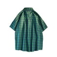 thumbnail image 3 of KeShDi Flannel Shirts Men's Lapel Short Sleeved Plaid Top Shirt Short Sleeved Lapel Top/shirt Green M, 3 of 4