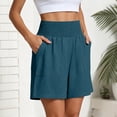 thumbnail image 6 of Nestiefly Linen Shorts for Womens Casual Summer High Waisted Wide Leg Lounge Beach Vacation Shorts with Pockets 2026 Spring Royal Blue 2XL, 6 of 8