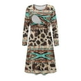 thumbnail image 4 of SCRAWLGOD Aztec Ethnic Pregnant Dress for Women Long Sleeve Maternity Dresses for Work Round Neck Nursing Midi Dresses Breastfeeding Fall Stretchable Womens Swing Dress Midi Size 2XL, 4 of 7