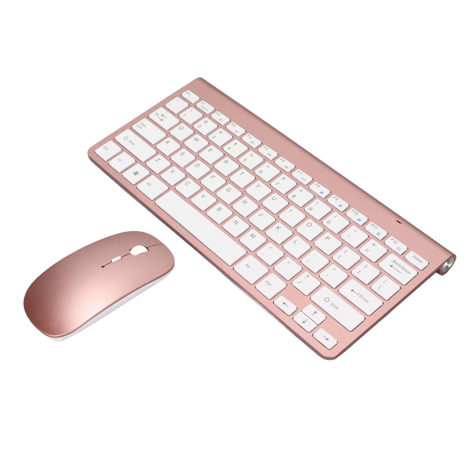 Wireless Keyboard, Mute Button Keyboard Mouse Set For Office Rose Gold