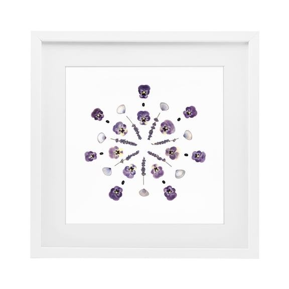 Stupell Industries Eclectic Pansies & Lavender Symmetry White Framed Print Under Glass, 16 x 16, by Beth Adoette